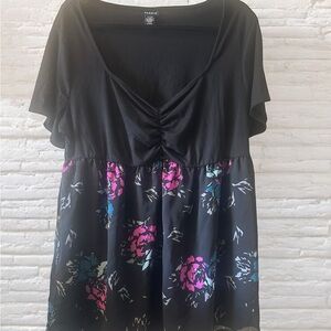 Torrid Floral Black Top size 2 womens